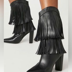NEW Black Faux Leather Boots